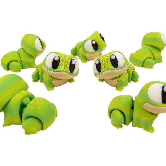 5-Pack Mini Frog Figurines – Articulated Amphibian Desk Pets, Collectible Pocket Frogs, Fidget Toys for Teens & Adults – 2 Inch Poseable Animals – 3D Printed in Canada