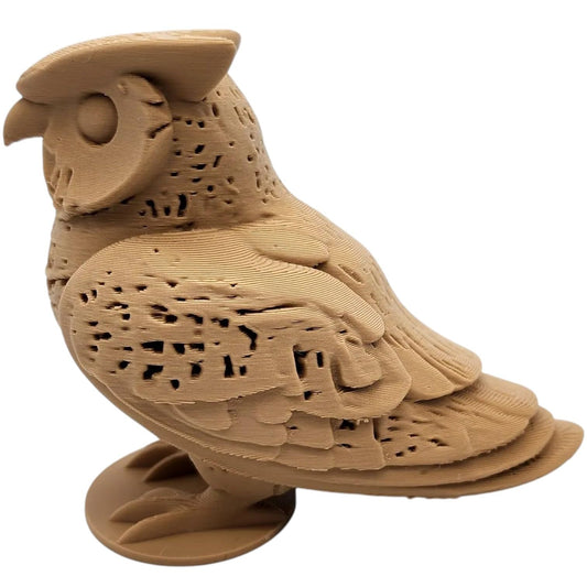 Wood-Carved Fox Figurine – Stylized Mythical Fox Statue with Flowing Tail & Tribal Detailing – 3D Printed in Canada