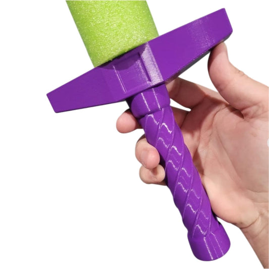 Twisted Royalty Pool Noodle Sword Handle – Regal Foam Blade Hilt with Spiral Grip for LARP, Cosplay & Themed Combat – 3D Printed in Canada