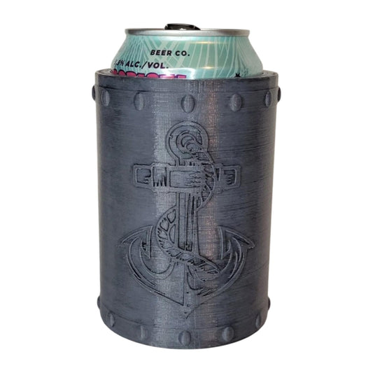 Theodore Roosevelt Naval Anchor Beer Can Holder – Steampunk-Inspired Navy Tribute Beverage Sleeve for 12oz Cans – Patriotic Gift for Veterans and Sailors