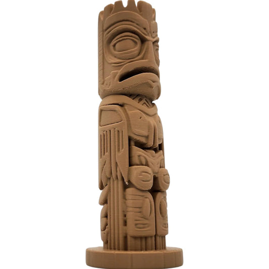 Wood Carved-Style Eagle Totem Pole Figurine – 3D Printed Indigenous-Inspired Tribal Sculpture for Shelf Decor & Symbolic Display – 3D Printed in Canada