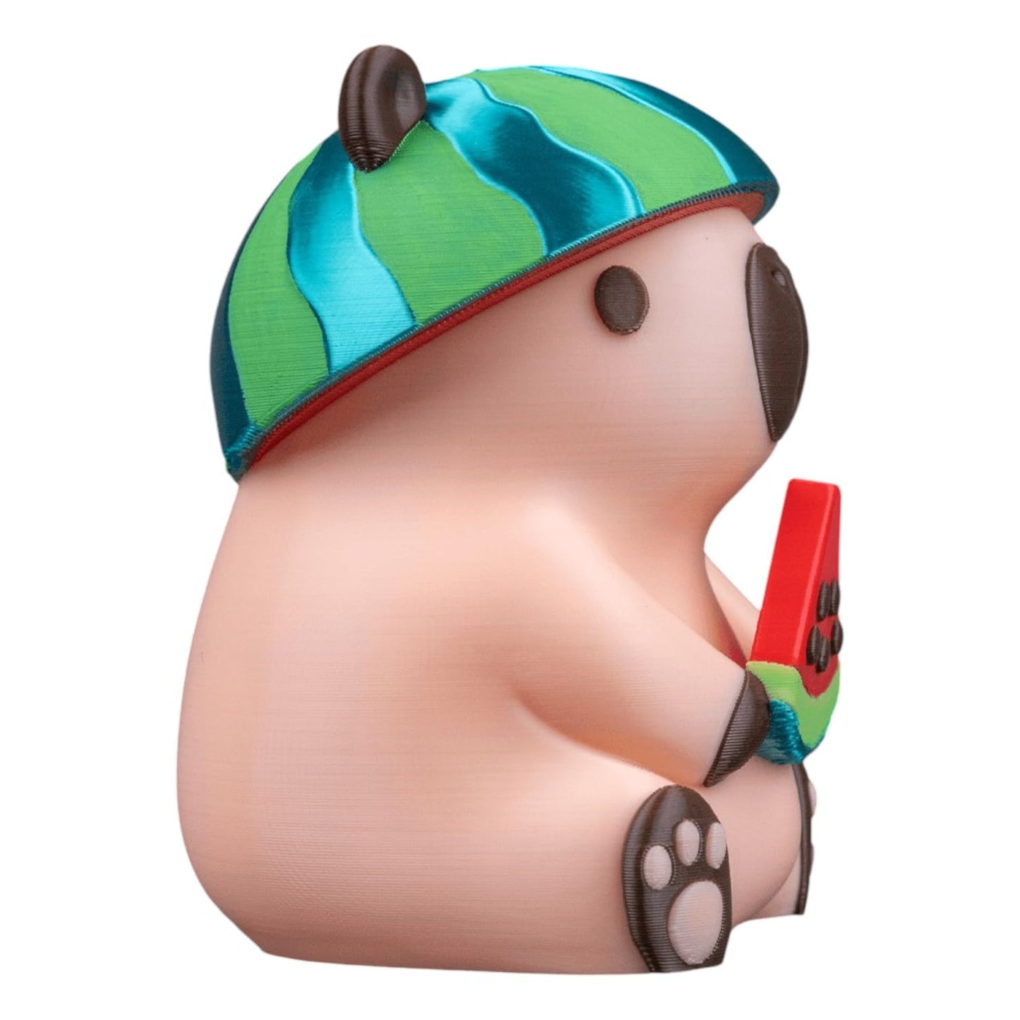 Capymelon Figurine – Whimsical Desk Decoration – Watermelon Helmet Capybara Collectible – 3D Printed in Canada