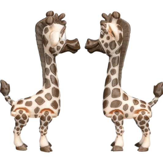 Adorable Giraffe Figurine Pair – Cute Cartoon Animal Statue Set for Desk, Shelf or Office Décor – Multicolor Collectible Gift for Teens & Adults – 3D Printed in Canada