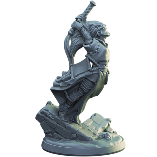 Warrior Priest Miniature – Female Fantasy Cleric with Raised Sword for Tabletop RPGs & Dioramas – 3D Printed in Canada