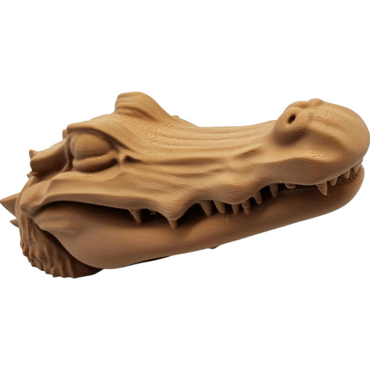Wood Carved-Style Peeking Alligator Figurine – 3D Printed Reptile Sculpture for Desk Decor, Conversation Starters & Nature Collectors – 3D Printed in Canada