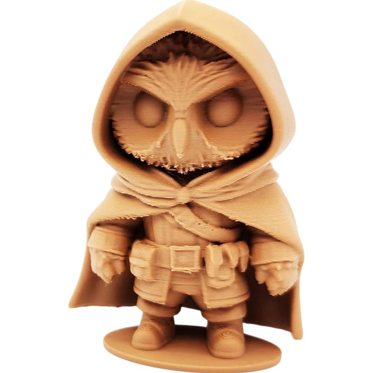 The Monk Owl Figurine – Hooded Fantasy Owl with Robe & Belt Pouches – Owls & Dragons Collection – Paintable Display Miniature – 3D Printed in Canada