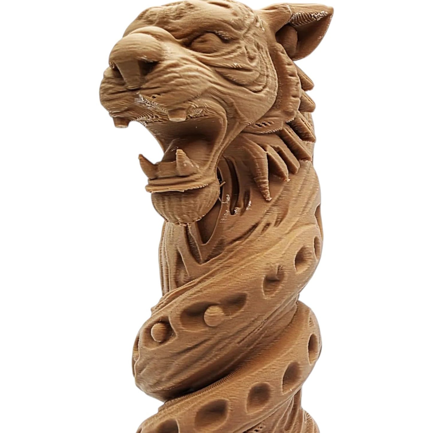 Twisted Tiger Totem – Ferocious Spiral Tiger Figurine with Tribal Base and Coiled Energy Flow – 3D Printed in Canada