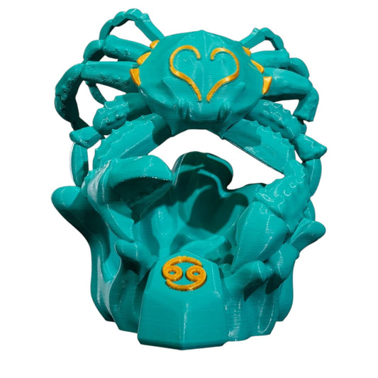 Cancer Zodiac Crab Figurine – Astrology-Themed Ocean Wave Sculpture for Home Décor, Desk Display, or Gift – 3D Printed in Canada