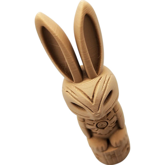 Bunny Totem Pole – Wood-Look Rabbit Figurine Totem Made from PLA with Wood – 3D Printed in Canada