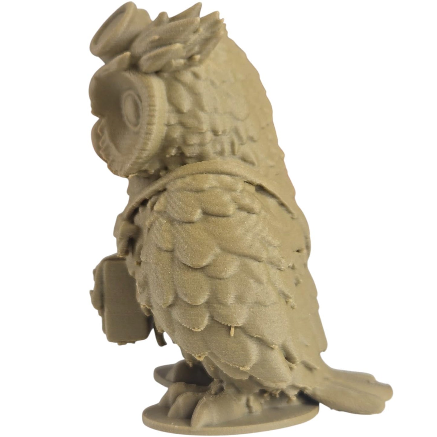 The Messenger Owl Figurine – Fantasy Owl Courier with Goggles & Satchel – Owls & Dragons Collection – Paintable Display Miniature – 3D Printed in Canada