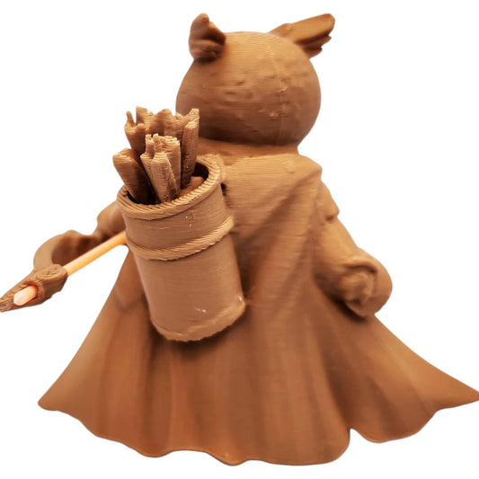 The Ranger Owl Figurine – Fantasy Owl Archer with Bow, Cloak & Quiver – Owls & Dragons Collection – Paintable Display Miniature – 3D Printed in Canada
