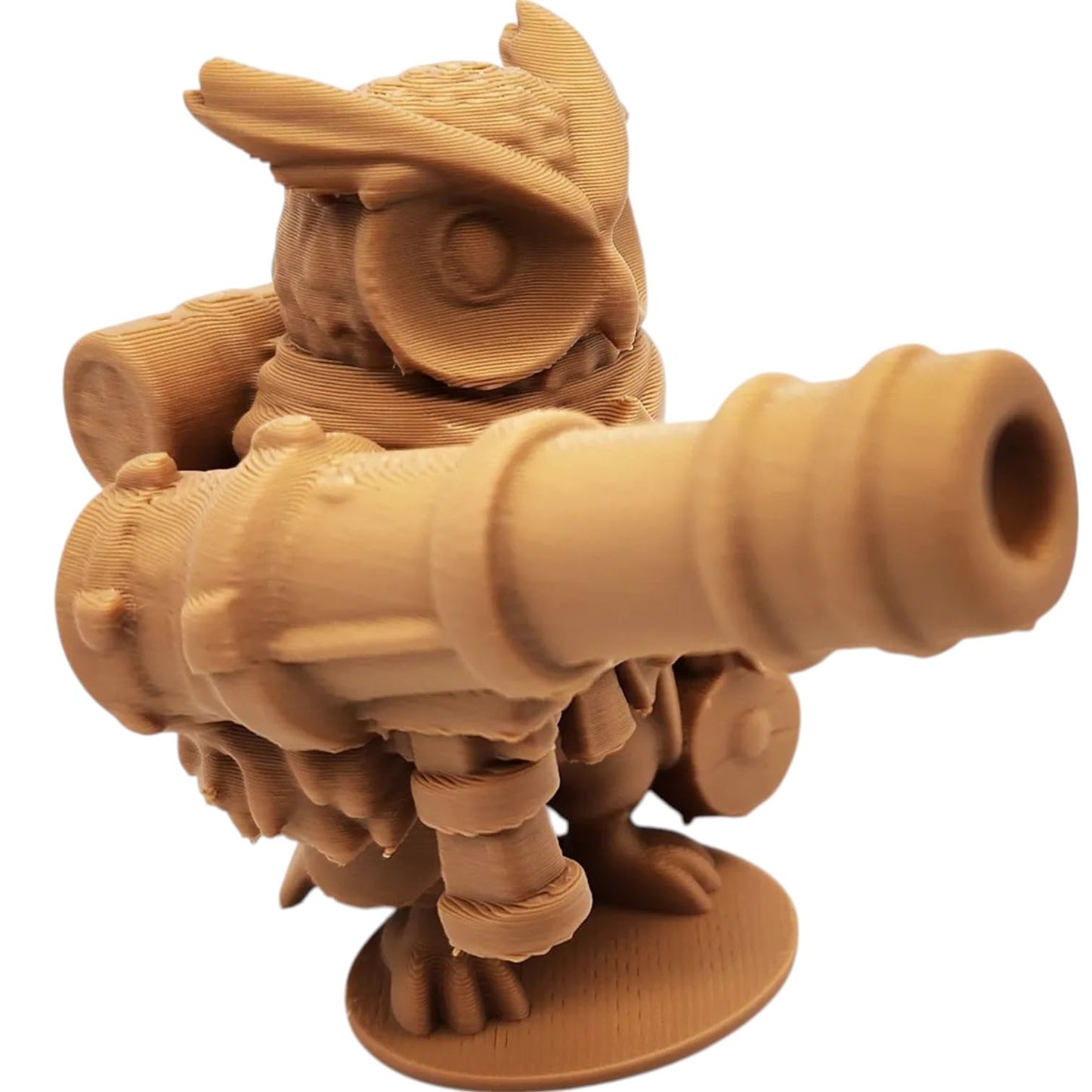 The Cannoneer Owl Figurine – Fantasy Owl with Shoulder Cannon & Heavy Gear – Owls & Dragons Collection – Paintable Display Miniature – 3D Printed in Canada