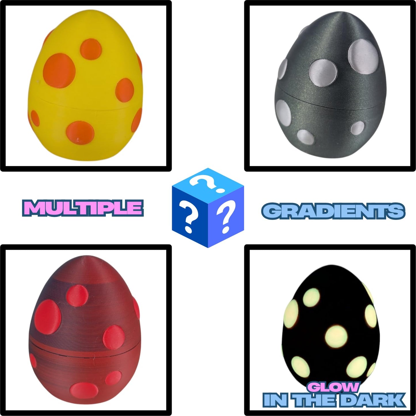 Mystery Mini Dinosaur Blind Box Egg 5-Pack - 3D Printed Collectible Figurines - Articulated Dino Toys for Desk - Fidget Toys for Adults - Stress Relief for Anxiety, ADHD