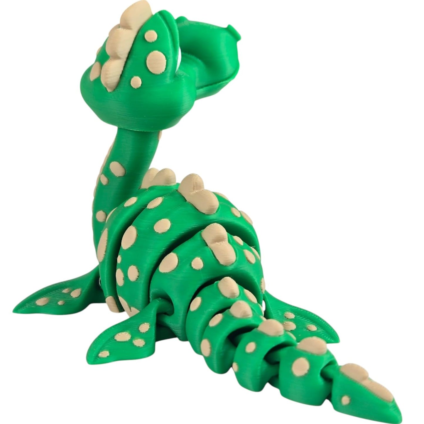 Articulated Loch Ness Monster Fidget Figure – Flexible Desk Toy, Collectible Dino-Inspired Creature, Bold Multicolor Design for Display or Play – 3D Printed in Canada