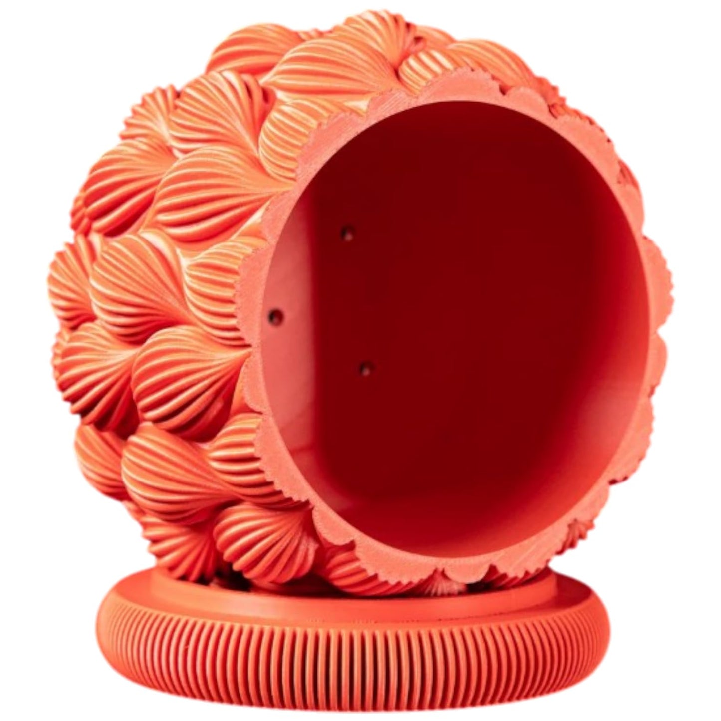 Textured Planter Pot with Flowing Leaf Pattern – Sculptural Indoor Plant Container for Succulents & Home Decor – 3D Printed in Canada