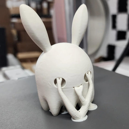 Ghost Bunny Figurine – Spooky Cute Halloween Rabbit Miniature for Display, Collecting & Painting – 3D Printed in Canada