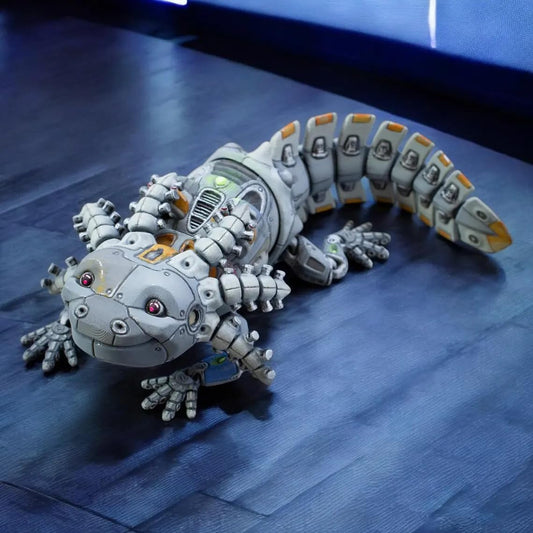 Articulated RoboLotl Figurine – Interactive 3D Printed Robot Axolotl – Futuristic Collectible for Teens & Adults – 3D Printed in Canada