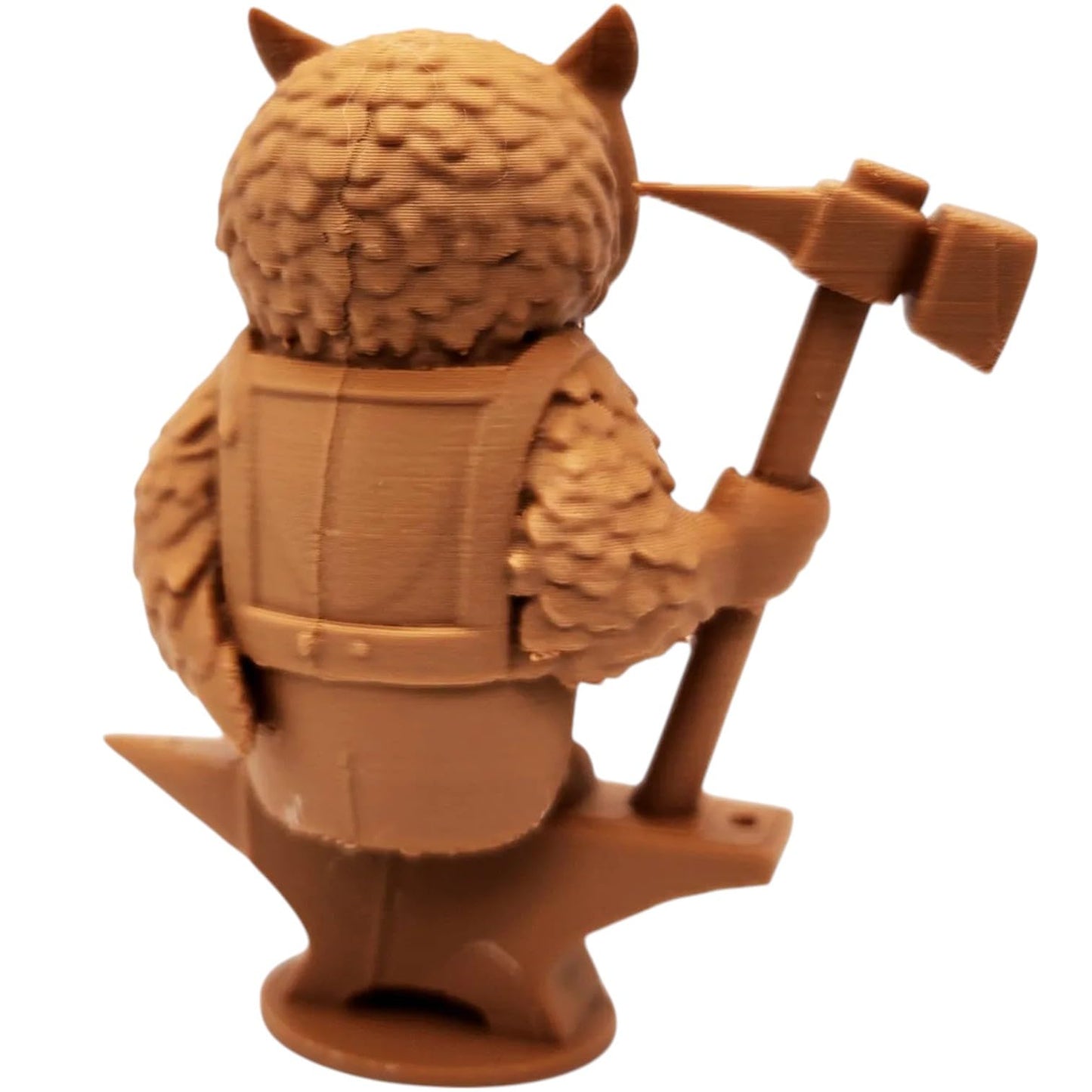 The Blacksmith Owl Figurine – Fantasy Owl on Anvil with Hammer & Apron – Tabletop Miniature for Display or Collection – 3D Printed in Canada