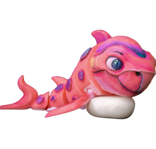 Adorable Articulated Shark Baby Figurine – Poseable Collectible Sea Creature for Desk Display or Fidgeting – Cute Ocean Animal Sculpture for Teens & Adults – 3D Printed in Canada