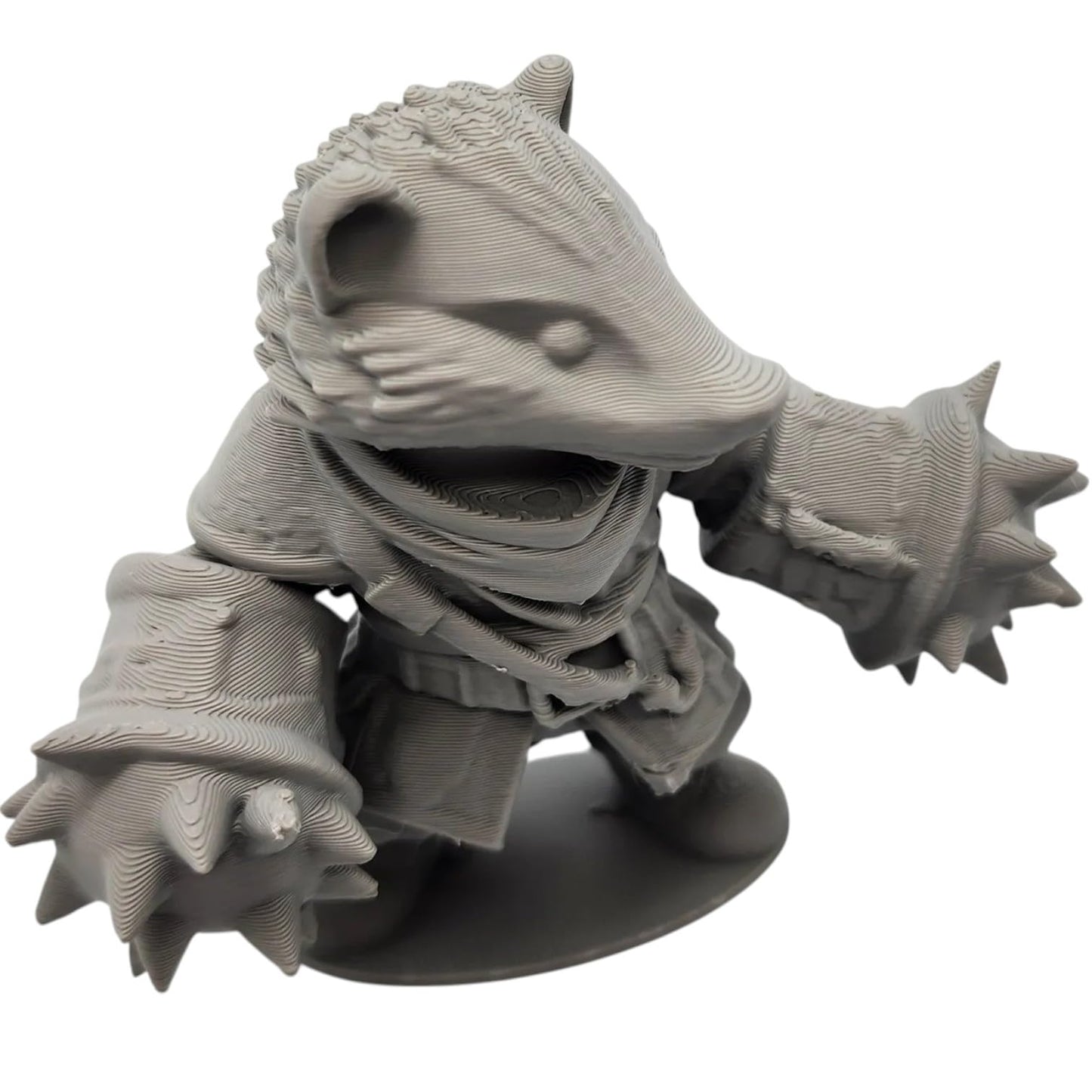 Honey Badger Fantasy Figurine – Fierce Warrior with Spiked Gauntlets – Owls & Dragons Collection – 3D Printed in Canada