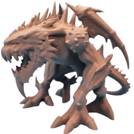 Cave Dragon Miniature – Spiked Dungeon Beast Figurine with Aggressive Stance & Armored Limbs – Fantasy Boss Monster for RPG Encounters – 3D Printed in Canada