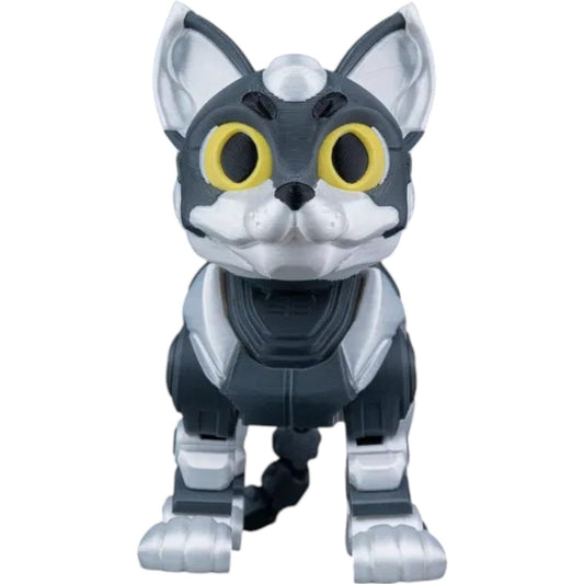 C-47 “ShadowProwler” Articulated Robot Cat Figurine – Posable Fidget Desk Pet for Teens & Adults – Cyberpunk Mech Aesthetic, 3D Printed Toy Display Model – 3D Printed in Canada