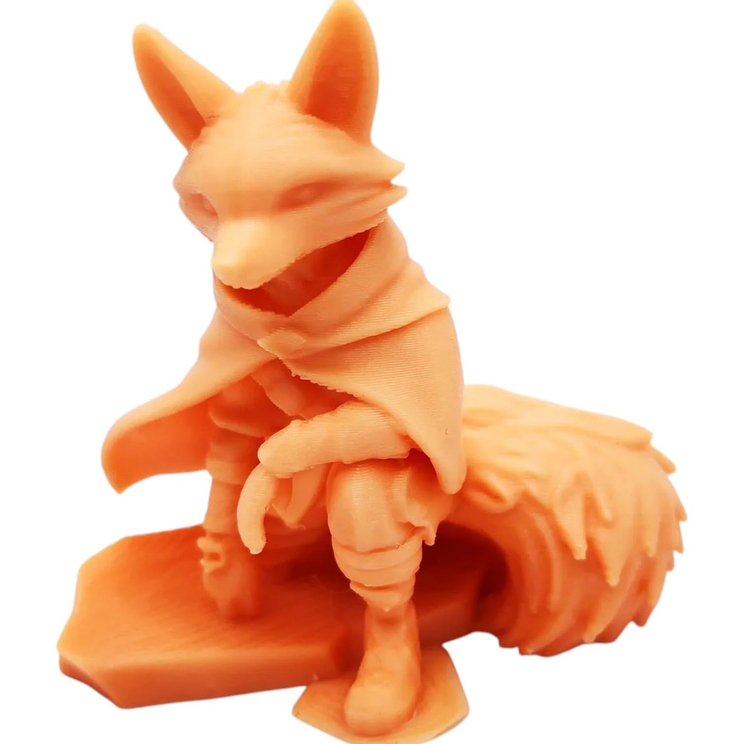 The Fearless Fox Figurine – Fox Hero Sitting on a Stone with Cape – Fantasy Miniature for Collecting, Display or Painting – 3D Printed in Canada