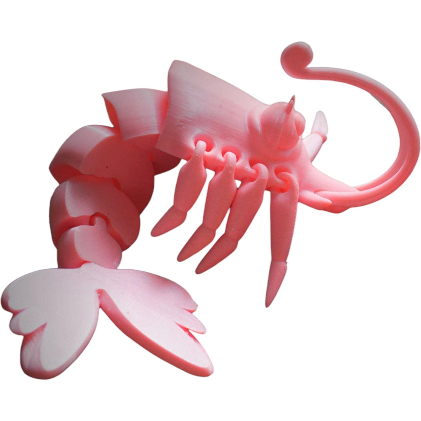 Articulated Shrimp Figurine – 3D Printed DIY Paintable Ocean Creature Model for Desk Display, Fidgeting & Marine Collectors – 3D Printed in Canada