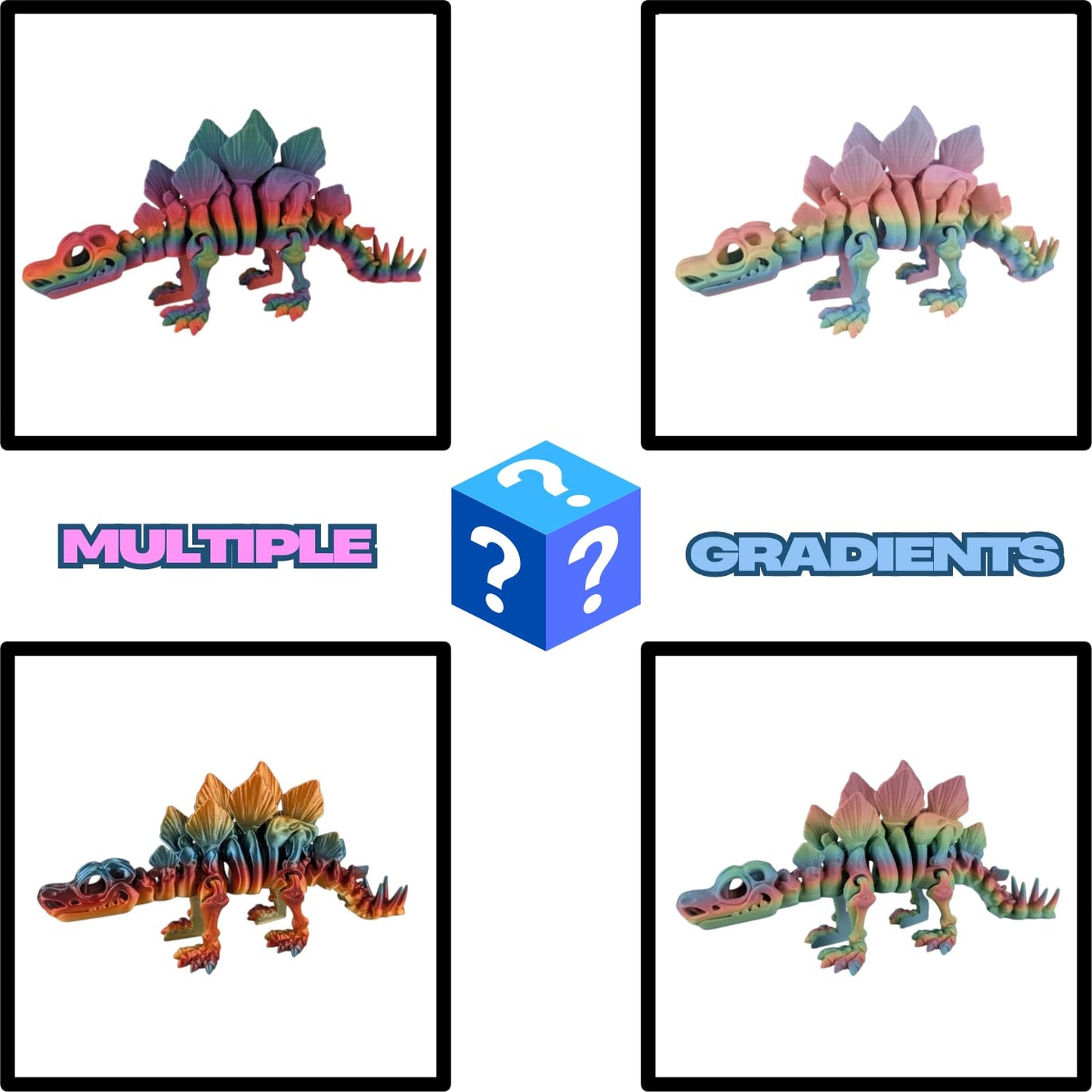 Skeleton Stegosaurus – Articulating Dinosaur Figurine – Eco-Friendly PLA – Prehistoric Collectible & Stress Relief Toy for Teens & Adults – 3D Printed in Canada