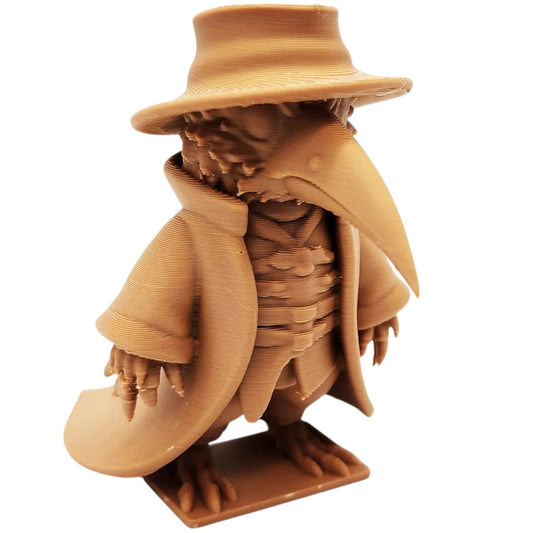 The Doctor Owl Figurine – Fantasy Plague Doctor Bird Statue – Steampunk Owl Miniature with Coat & Beak Mask – Display or Paint Model – 3D Printed in Canada