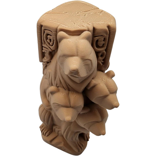 Wood Carved-Style Bear Family Sculpture – 3D Printed Rustic Wildlife Totem for Shelf Decor, Nature Collectors & Symbolic Gifts – 3D Printed in Canada