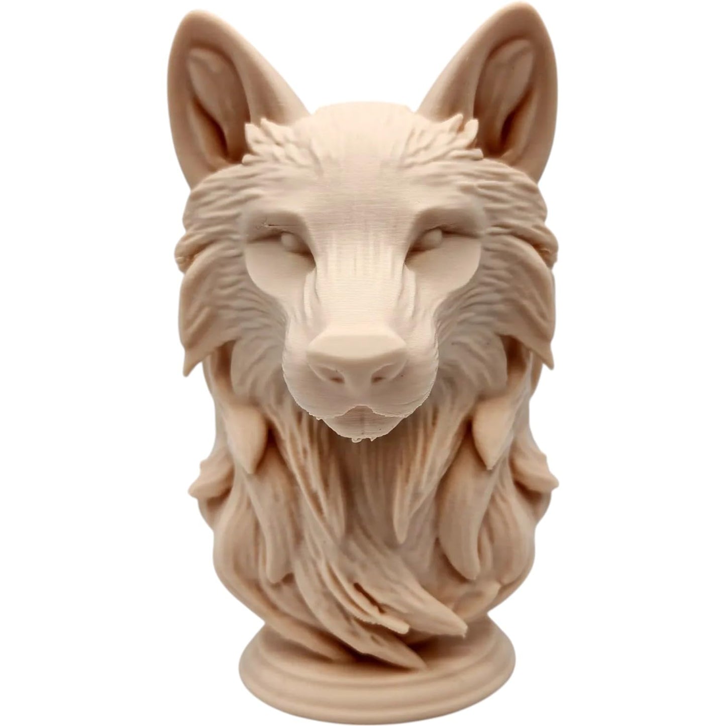 Wolf Bust Sculpture – Regal Woodland Predator Figurine for Rustic Shelf or Desk Display – 3D Printed in Canada