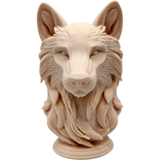 Wolf Bust Sculpture – Regal Woodland Predator Figurine for Rustic Shelf or Desk Display – 3D Printed in Canada