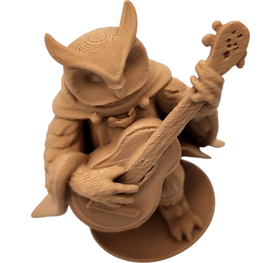 The Bard Owl Figurine – Fantasy Owl Musician with Lute & Cloak – Owls & Dragons Collection – Paintable Miniature Display Figure – 3D Printed in Canada
