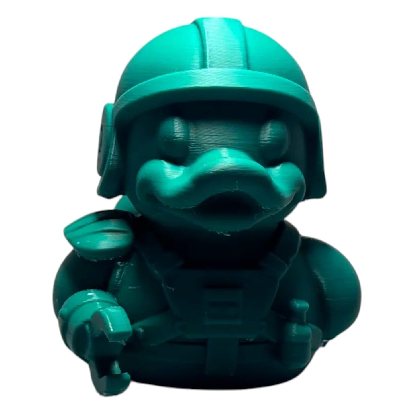 Warrior Duck Figurine – Tactical Armored Duck with Helmet & Blaster – Funny Military-Inspired 3D Printed Geek Collectible – 3D Printed in Canada