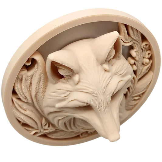Fox Relief Sculpture Wall Art – Round Woodland Animal Décor with Intricate Detail – 3D Printed in Canada