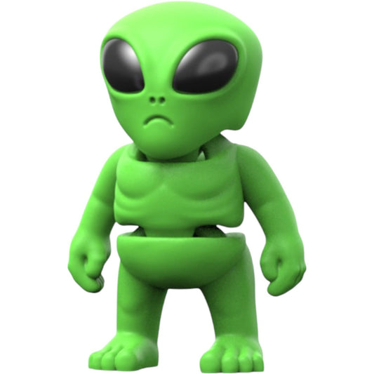 Articulated Alien Figurine with Big Black Eyes – Green Extraterrestrial Desk Fidget Toy for Teens & Adults – Sci-Fi Collectible for Stress Relief & Decor – 3D Printed in Canada