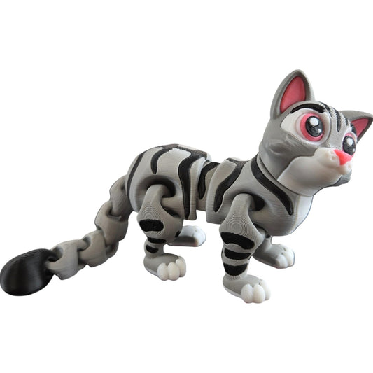 Adorable Articulated Cat Figurine – Poseable Tabby Desk Companion for Collectors & Cat Lovers – Cute Fidget Decor for Teens & Adults – 3D Printed in Canada