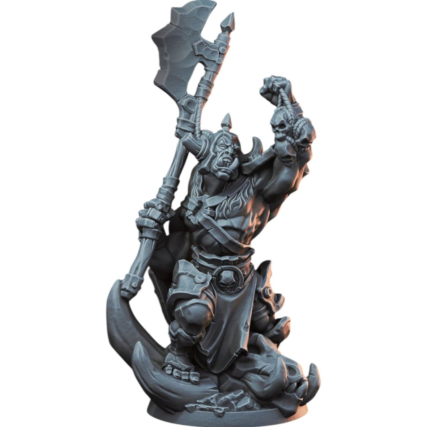 Ork War Master Warlord Miniature for Wargaming & Painting – Fantasy Orc Leader Figurine for Tabletop RPG – 3D Printed in Canada