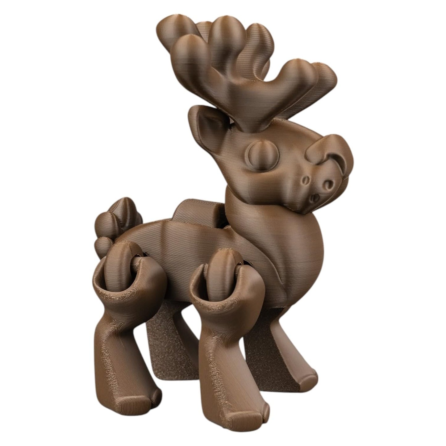 Press The Reindeer Figurine – Interactive Desk Fidget for Teens & Adults – Movable Legs with Button Feature – 3D Printed in Canada