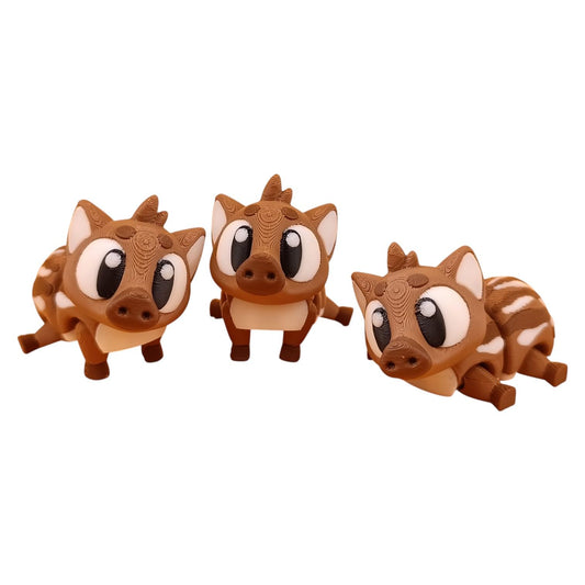 5-Pack Mini Boar Figurines – Articulated Forest Animal Desk Pets, Collectible Pocket Critters, Fidget Toys for Teens & Adults – 2 Inch Poseable Figures – 3D Printed in Canada