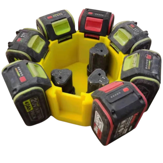 Wacker Neuson 20V Battery Storage Box – Holds 8 Large Foot Power Tool Batteries – Heavy-Duty Organizer for Worksite or Garage – Impact-Resistant and Portable – 3D Printed in Canada