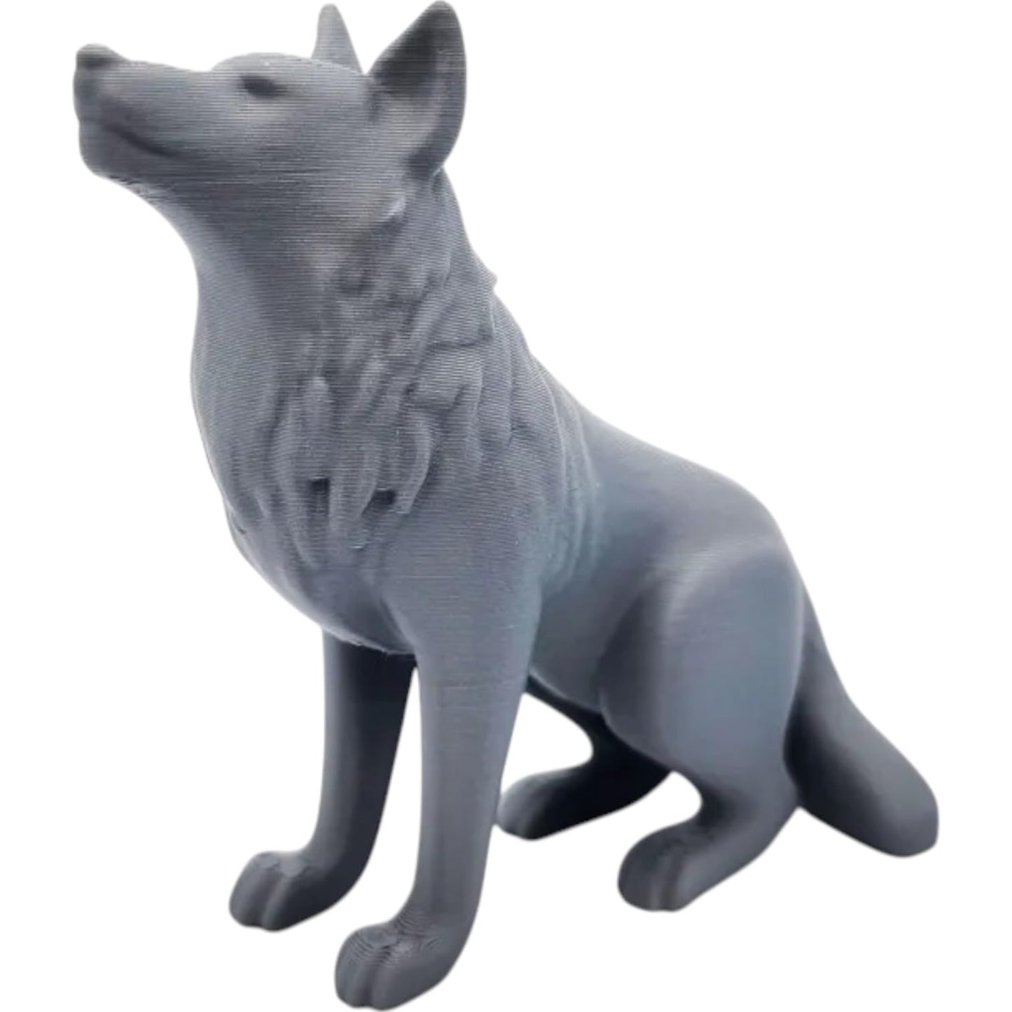 Seated Wolf Figurine – Regal Wolf Sculpture in Sitting Pose for Rustic, Nordic & Animal-Inspired Décor – 3D Printed in Canada