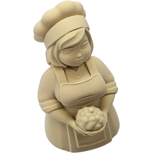 Baker Totem Figurine – Whimsical Kitchen Decor with Chef Hat, Apron & Bread Bowl – 3D Printed in Canada