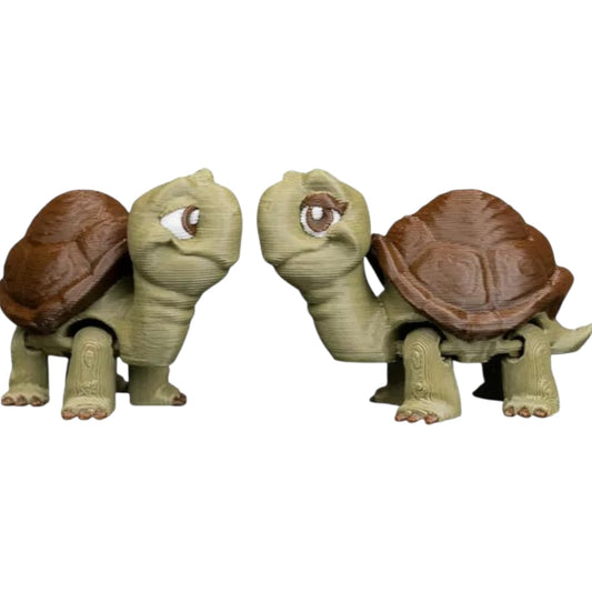 Adorable Tortoise Figurine Pair – Articulated Turtle Models for Desk, Shelf, or Collectible Display – Turtle Decor and Fidget Gift for Teens & Adults – 3D Printed in Canada