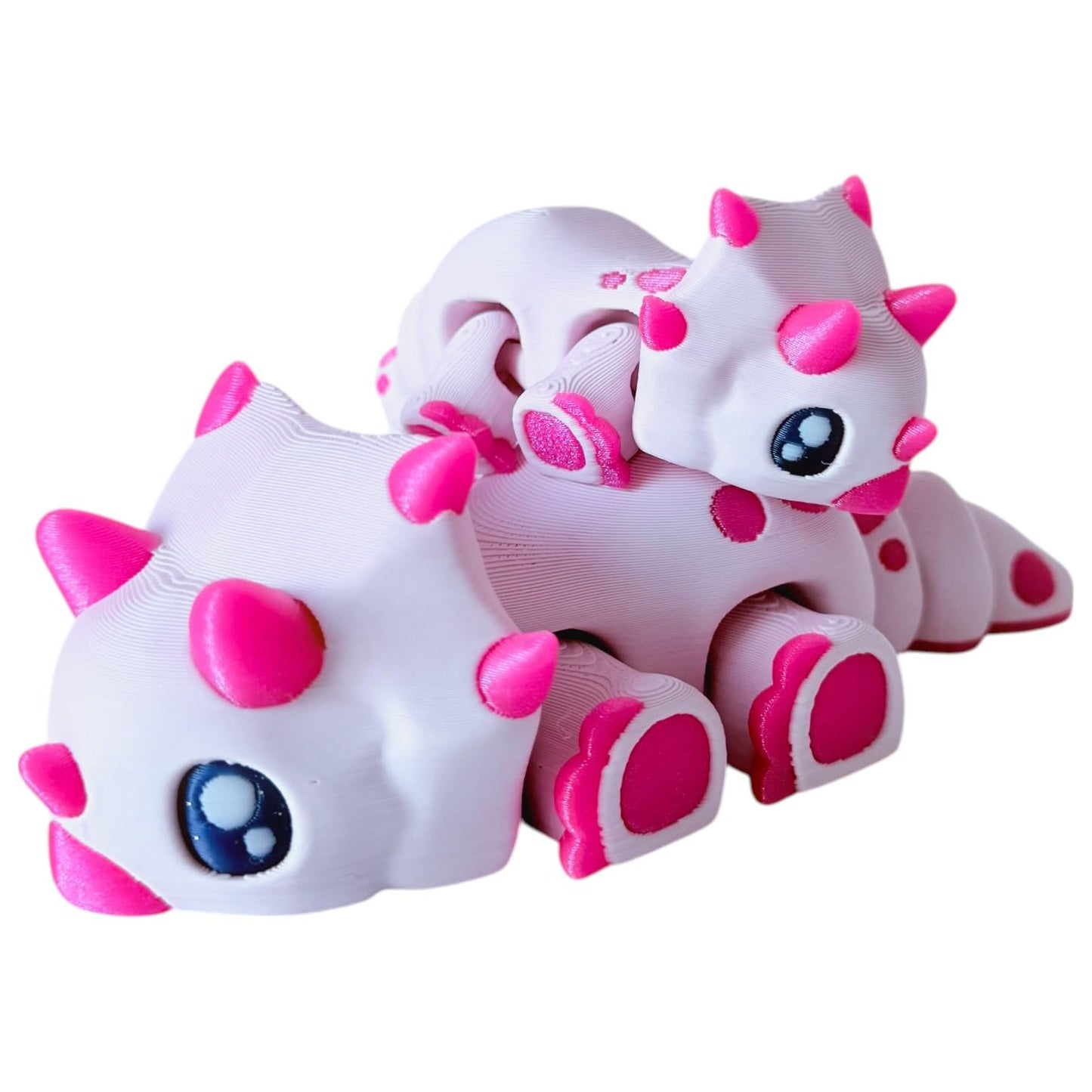 5-Pack Mini Triceratops Critters Figurines – Articulated Pastel Dino Fidget Toys for Desk, Shelf, or Collectible Display – Cute Flexi Dinosaur Models – 3D Printed in Canada