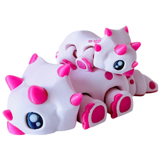 5-Pack Mini Triceratops Critters Figurines – Articulated Pastel Dino Fidget Toys for Desk, Shelf, or Collectible Display – Cute Flexi Dinosaur Models – 3D Printed in Canada