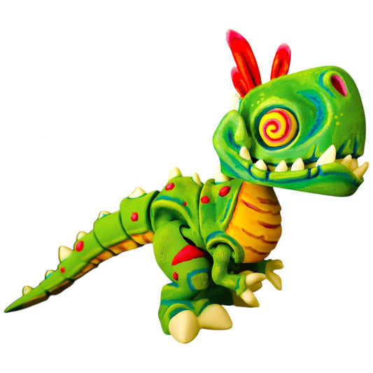 Twisty T-Rex Dinosaur Action Figure – Colorful Fidget Desk Pet Statues for Teens & Adults – Poseable Collectible Gift for Dino Fans – 3D Printed in Canada