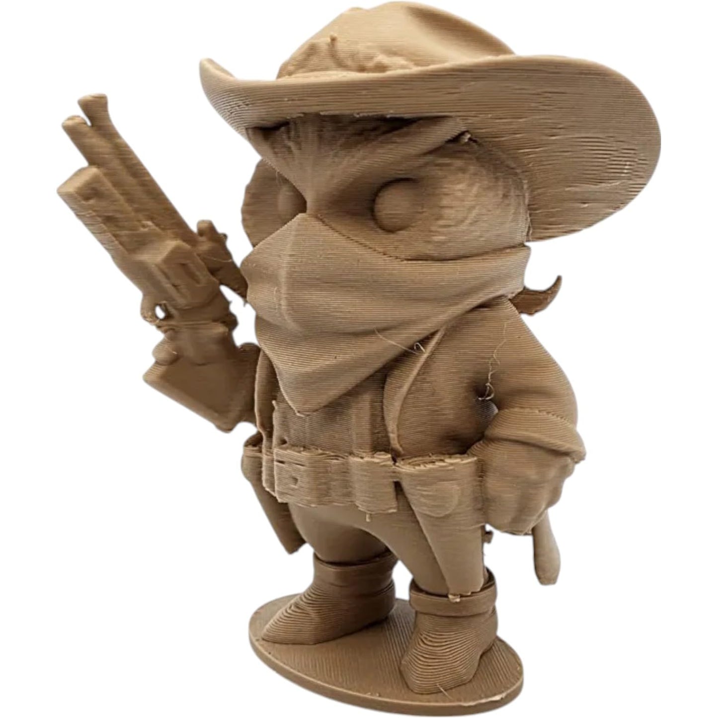 Outlaw Owl Figurine with Cowboy Hat & Revolver – Articulated Desk Companion for Collectors & Fans – 3D Printed in Canada