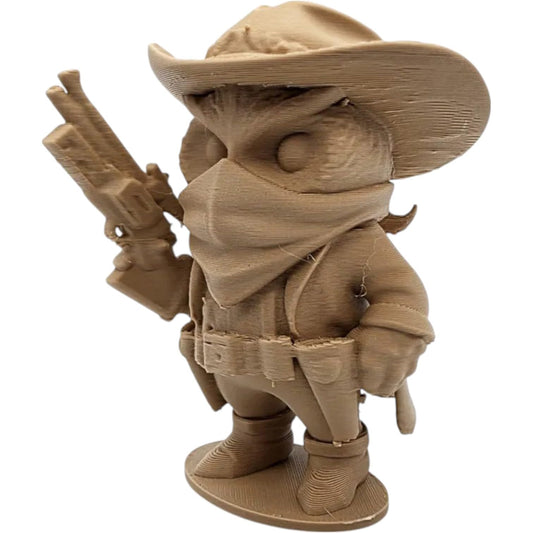 Outlaw Owl Figurine with Cowboy Hat & Revolver – Articulated Desk Companion for Collectors & Fans – 3D Printed in Canada